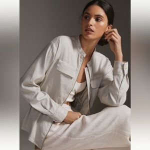 Anthropologie Maeve Linen Aviator Jacket